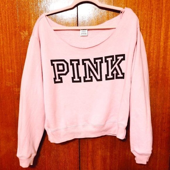 PINK Victoria's Secret Tops - PINK Off The Shoulder Sweatshirt